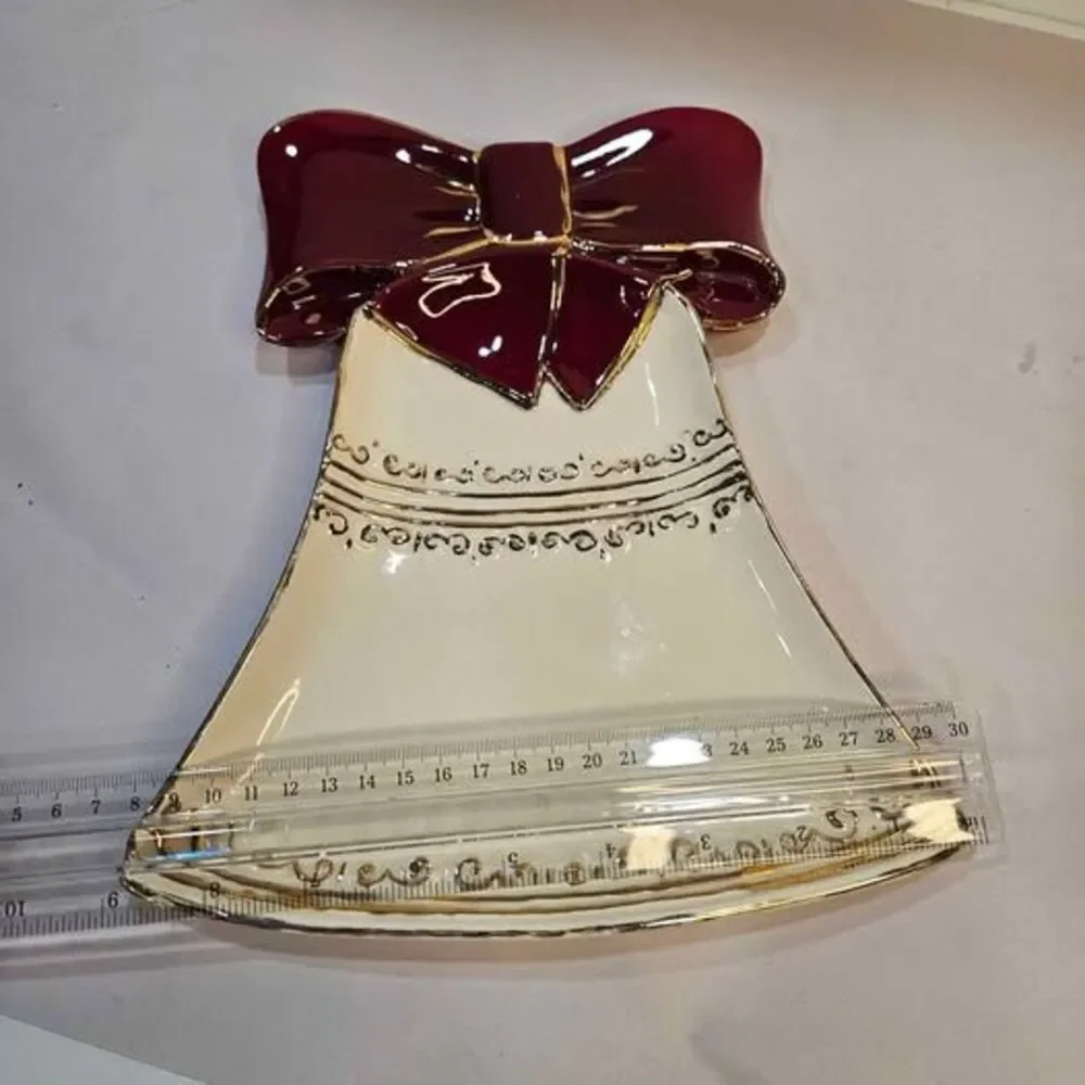 Christmas Bell Dish Red Gold